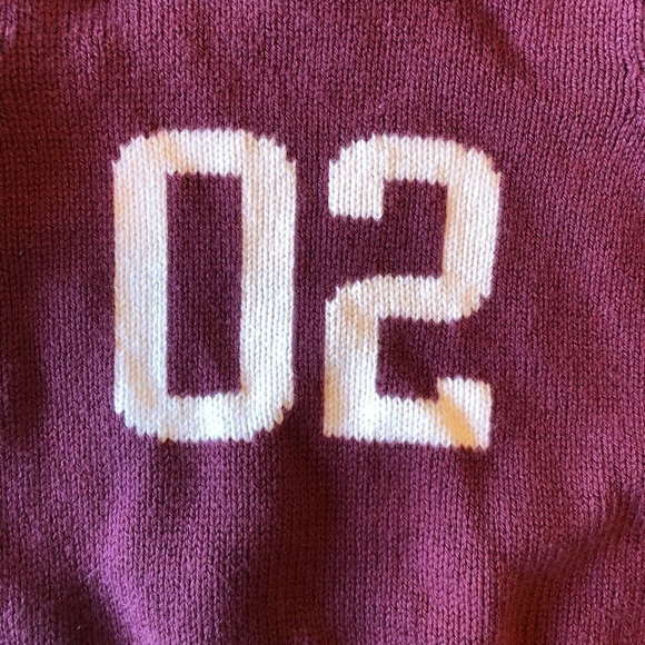 Janie and Jack Burgundy & White “02” Sweater - Picture 4 of 5